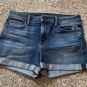 Anthropologie Dark Blue Rolled Cuff Denim Shorts